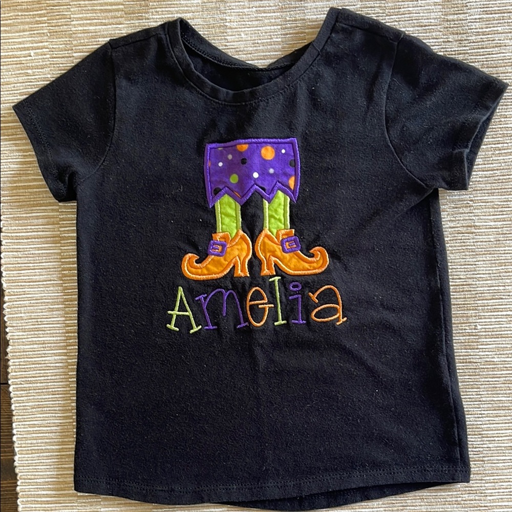 Amelia Halloween Witch Legs Black T-Shirt
